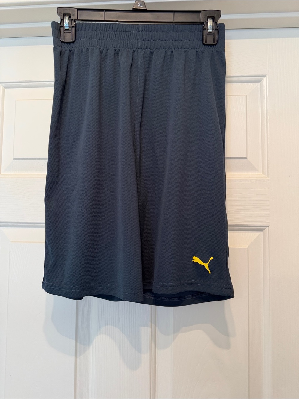 Puma Navy Athletic Shorts with Yellow Logo